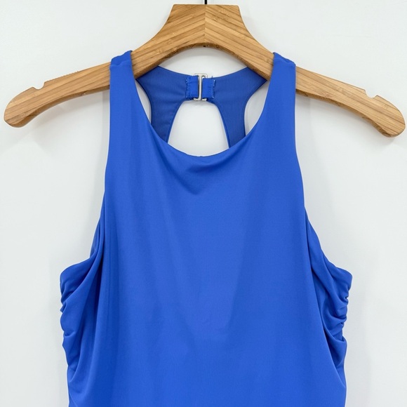 Athleta Maldives High Neck Bra Cup Tankini Swim Top in Yacht Blue Size 36D/DD - Picture 5 of 15